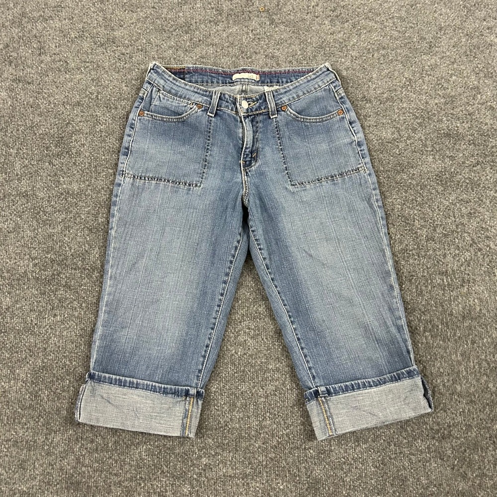 Levi's Capri Jeans Womens Size 8 Blue 515 Bootcut Cropped Stretch Denim Cuffed